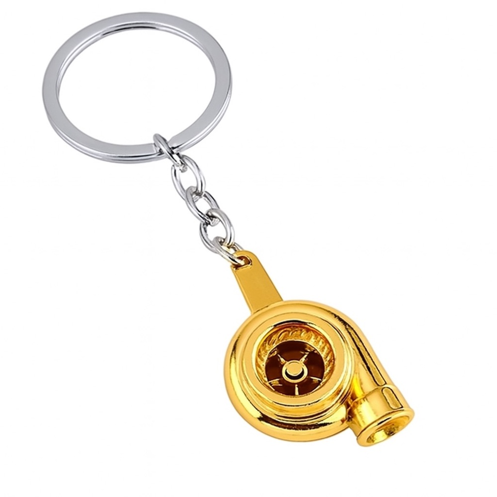Gold Turbo Keychain Car Turbocharger Key Ring Automotive Accessory